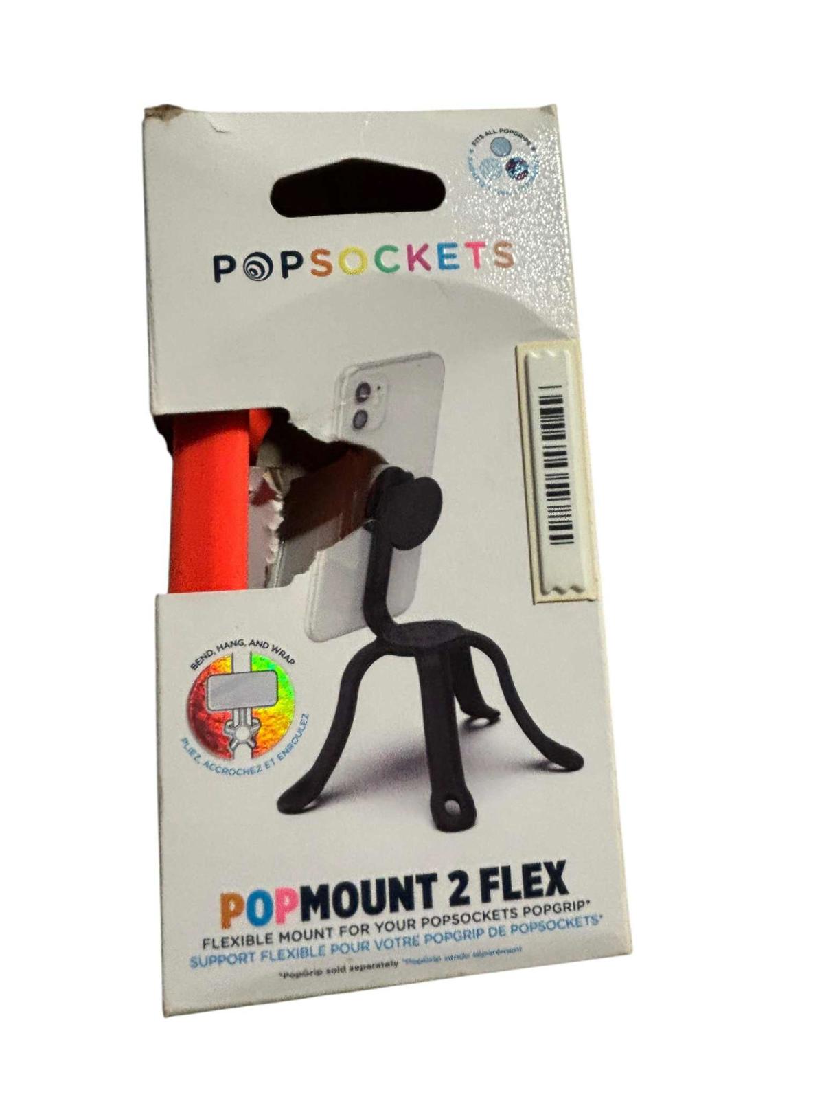 PopMount 2 Flex by PopSockets, a flexible mount for your PopSockets grip, featuring a black stand and red holder.