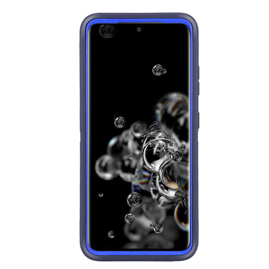 Samsung Galaxy S20 with a sleek protective case showcasing bubbles on the screen.
