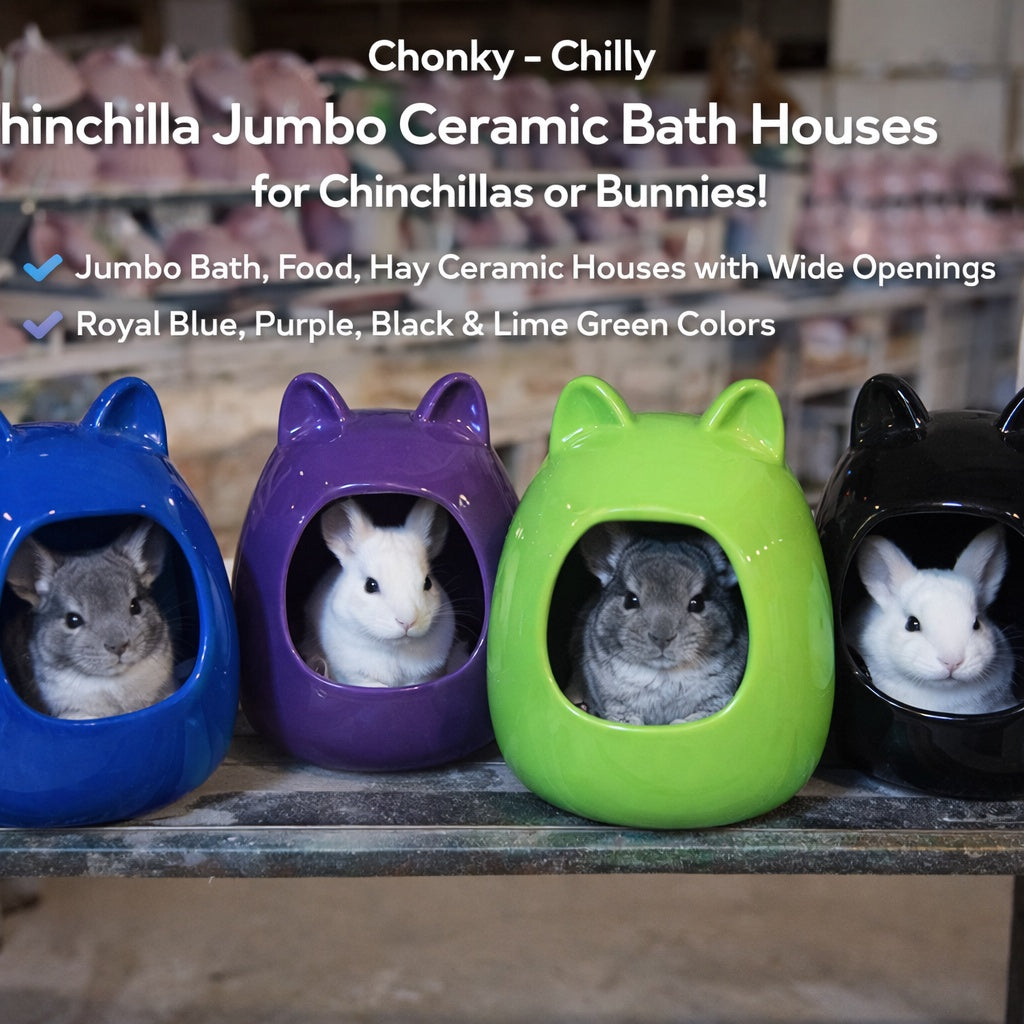 "Chonky Chilly" Ceramic Chinchilla Dust Bath Jumbo Size – Perfect for the Fun Sized pet