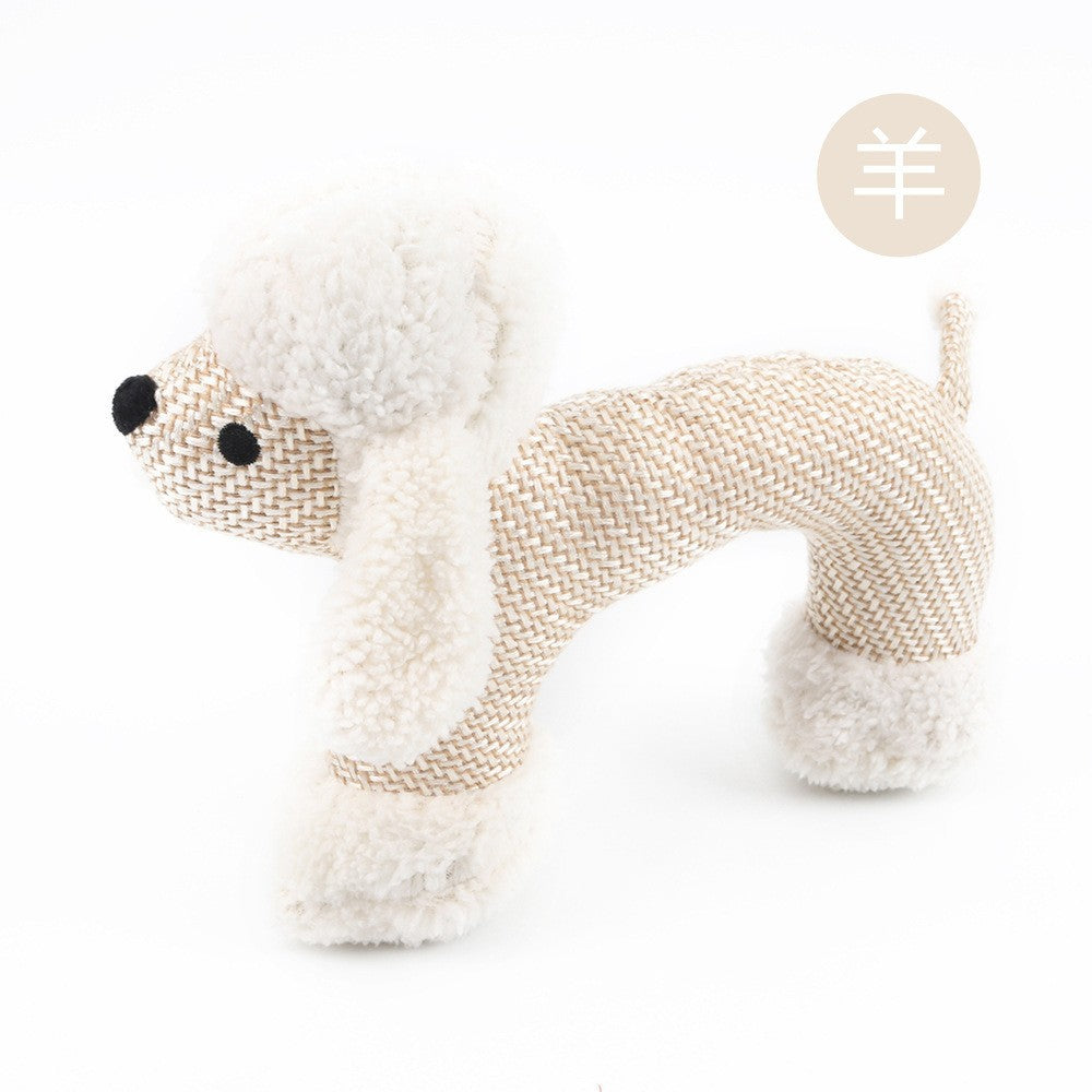 Soft Plush Dog Toy features a fluffy white design with a textured body and cute facial details.