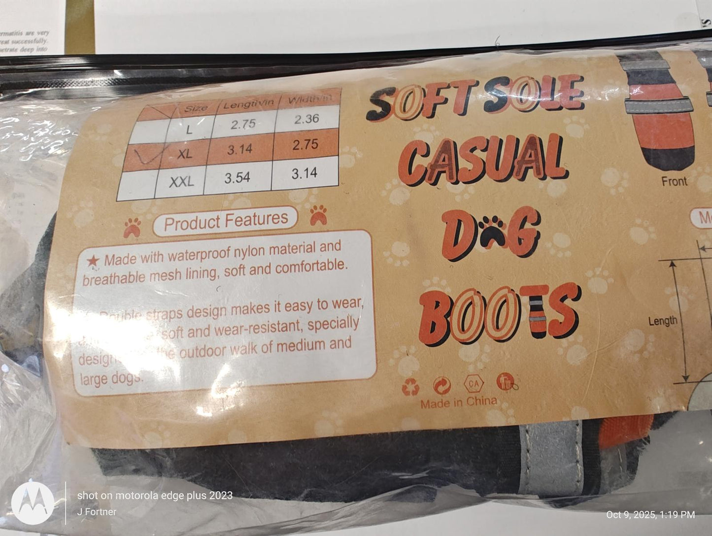 Soft Sole Casual Dog Boots in black and orange, designed for comfort and protection.