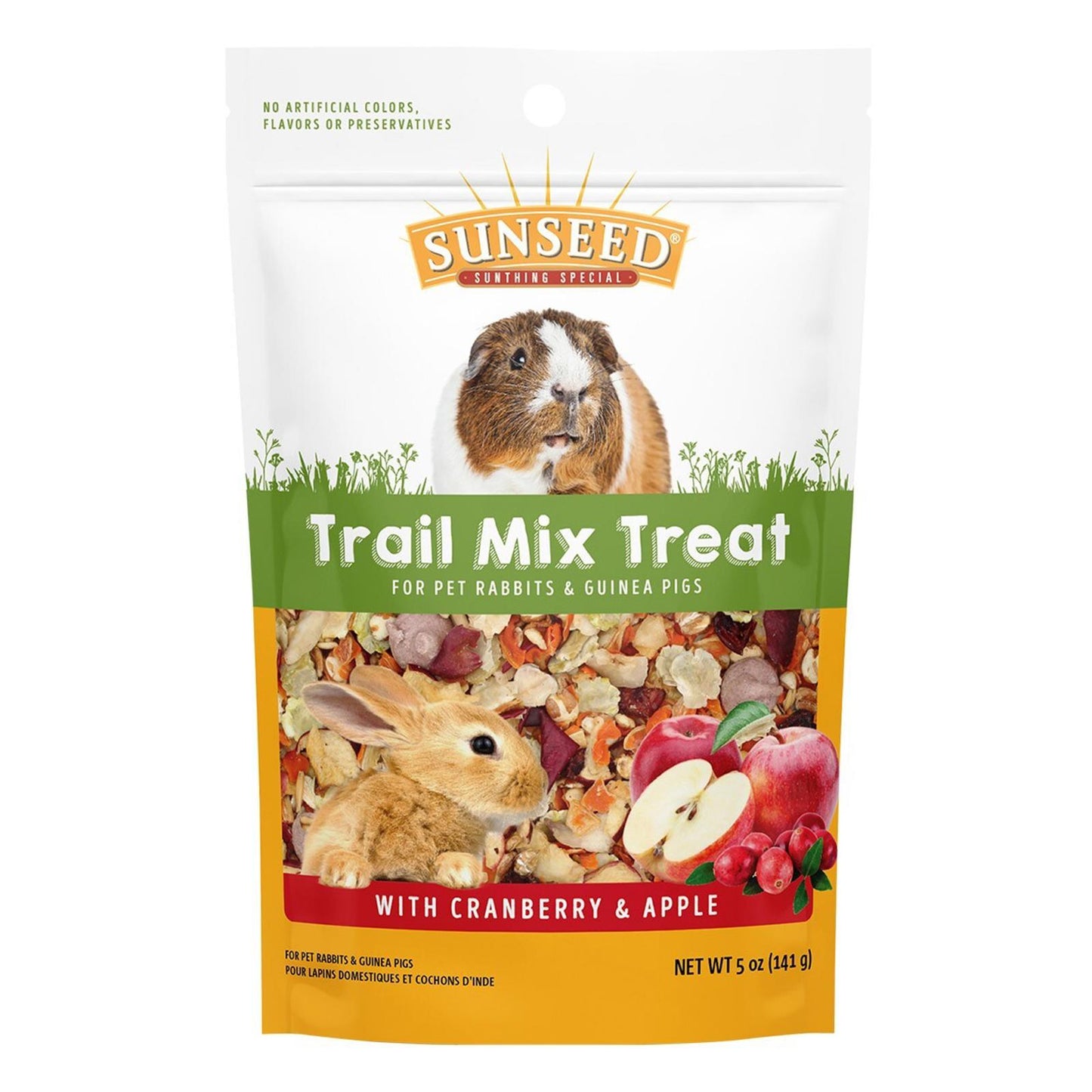 Sunseed Trail Mix Treat for pet rabbits and guinea pigs with cranberry and apple.