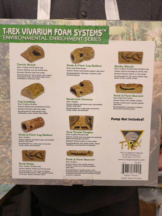 T-Rex Vivarium Foam Systems environmental enrichment series featuring various habitat structures.