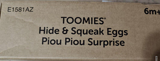 Toomies Hide & Squeak Eggs Piou Piou Surprise packaging with colorful egg design.