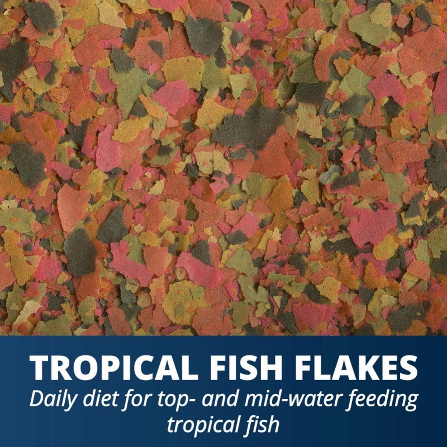Tropical Fish Flakes provide a daily diet for top- and mid-water feeding tropical fish.