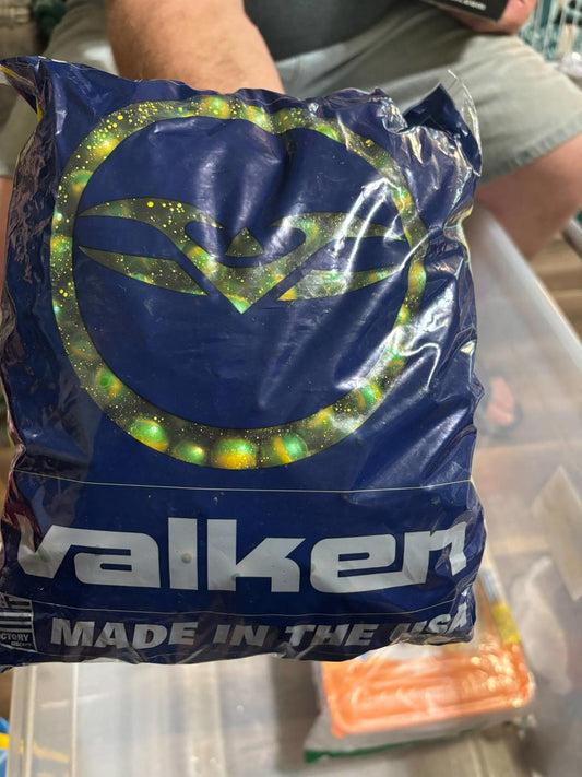 Valken paintball bag featuring a vibrant blue design and logo, made in the USA.