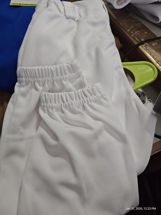 White Athletic Pants featuring elastic waistband and pockets for comfort.