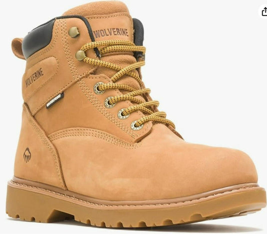 Wolverine boots featuring a tan suede design with sturdy laces and a rugged sole.