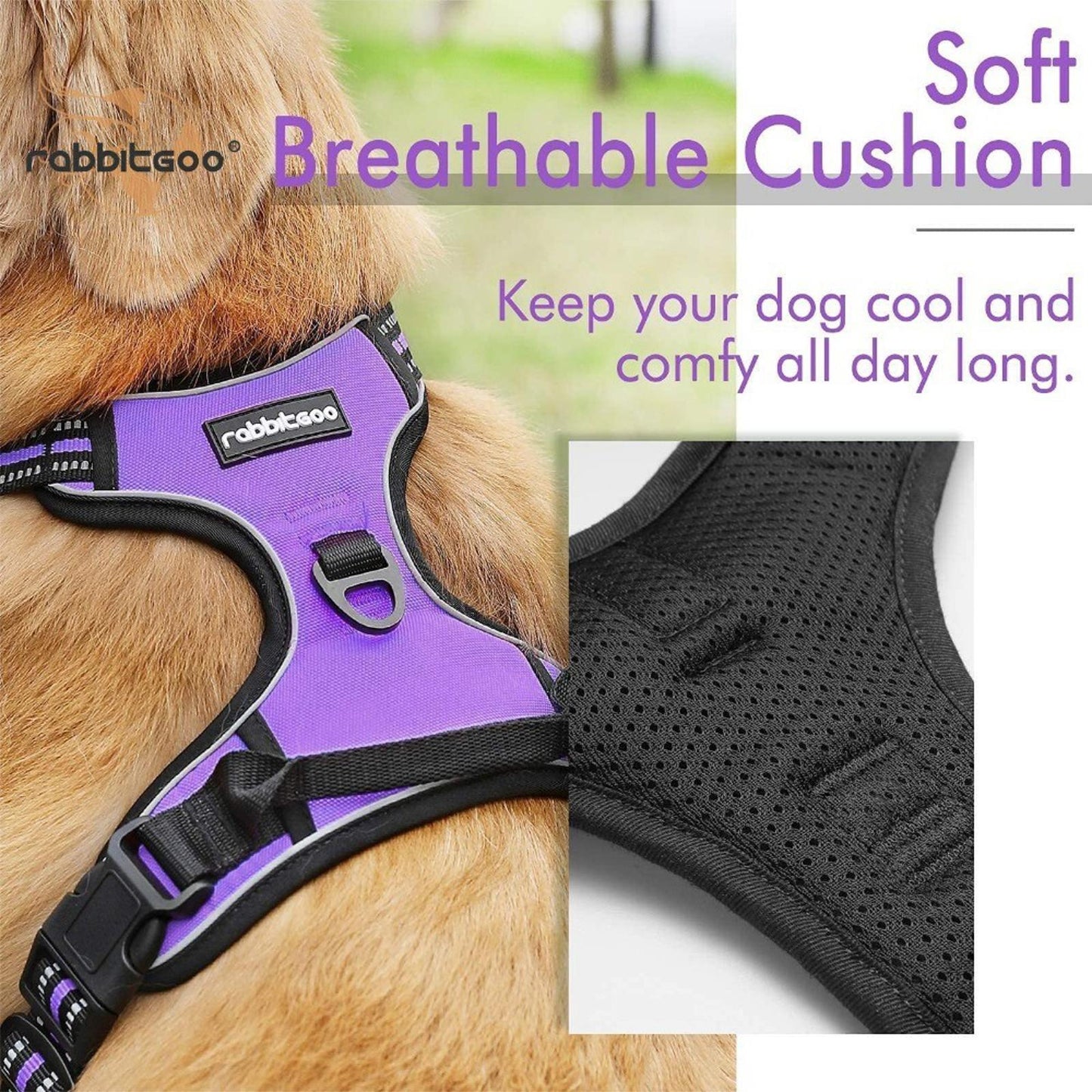 SMALL No Pull Dog Harness Adjustable Padded Vest Reflective Purple