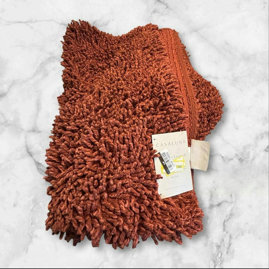 Casaluna Cotton Looped 40x24" Bath Rug Mélange Burgundy (Clay) NEW
