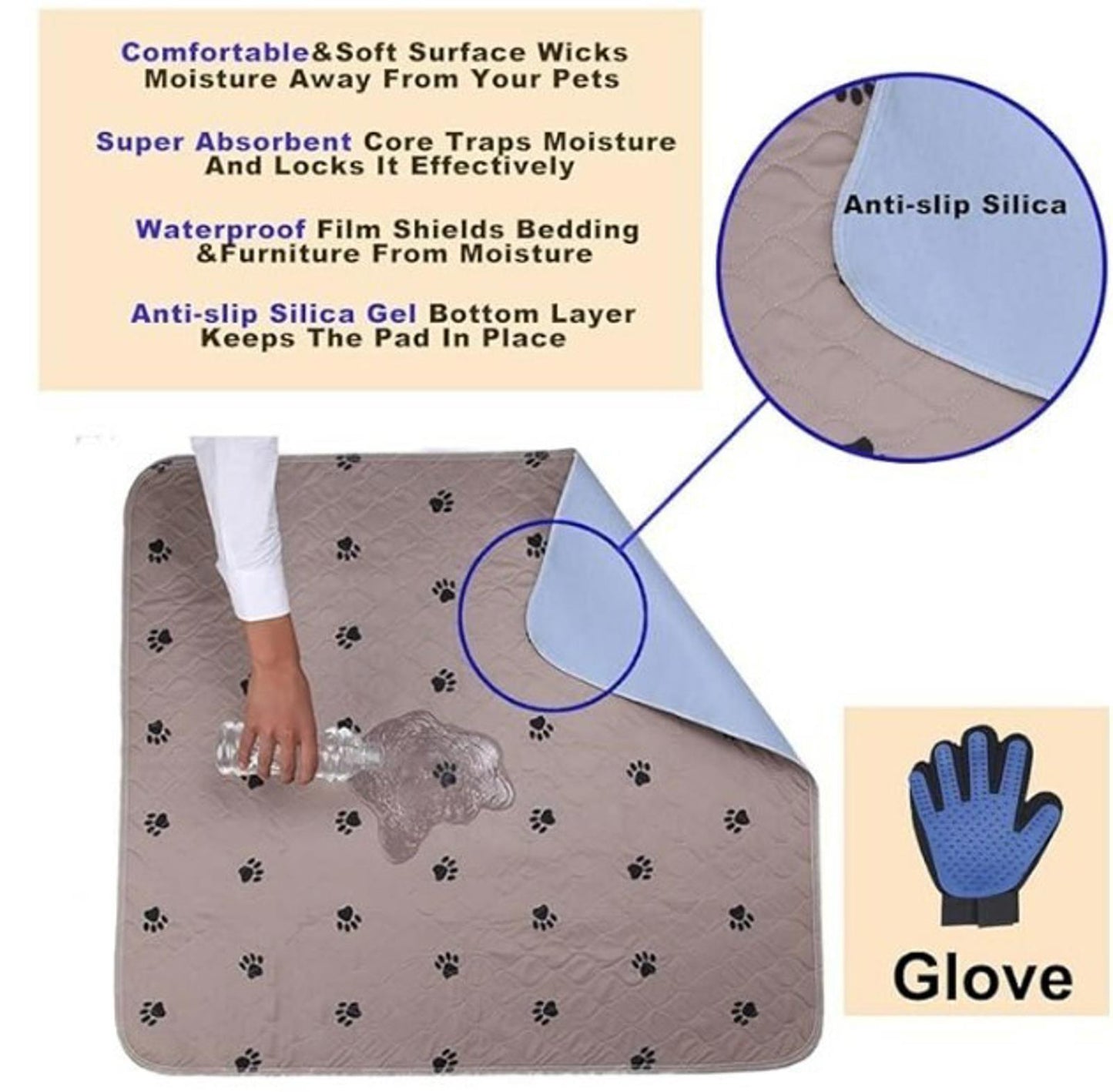 Washable Pee Pad for Dogs 46" by 22" 2 Pack Reusable Dog Mat for...