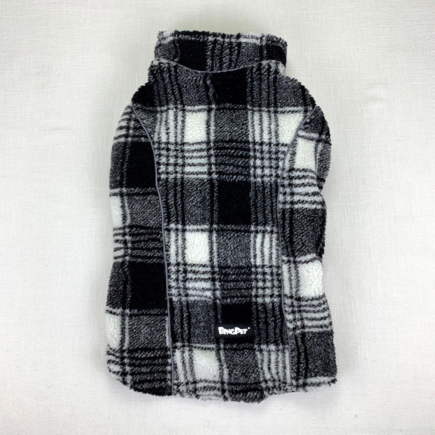 Bing Pet Dog Faux Lamb Plaid Reversible Adjustable Size L Coat Dog Jacket Dog