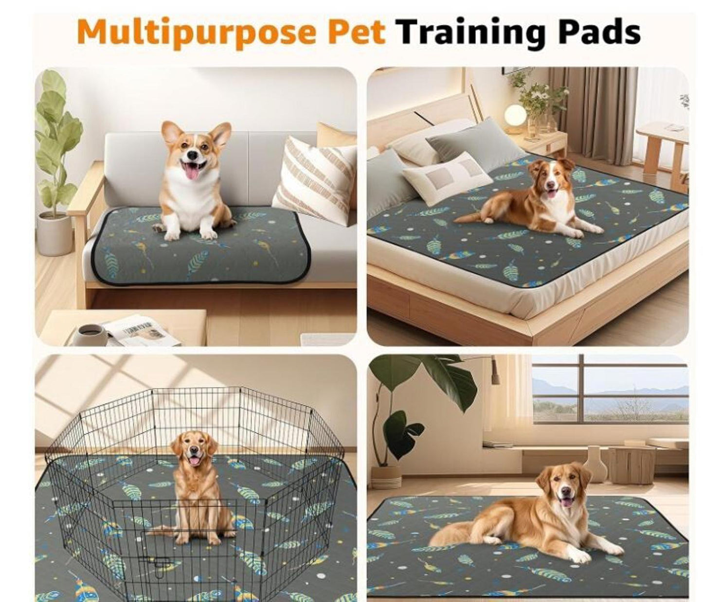 Washable Pee Pads for Dogs 48" by 48"  1 Pack Reusable Dog Mat for...