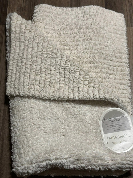 Performance Bath Rug  Cream Threshold 20”X34”,  100% Cotton reversible