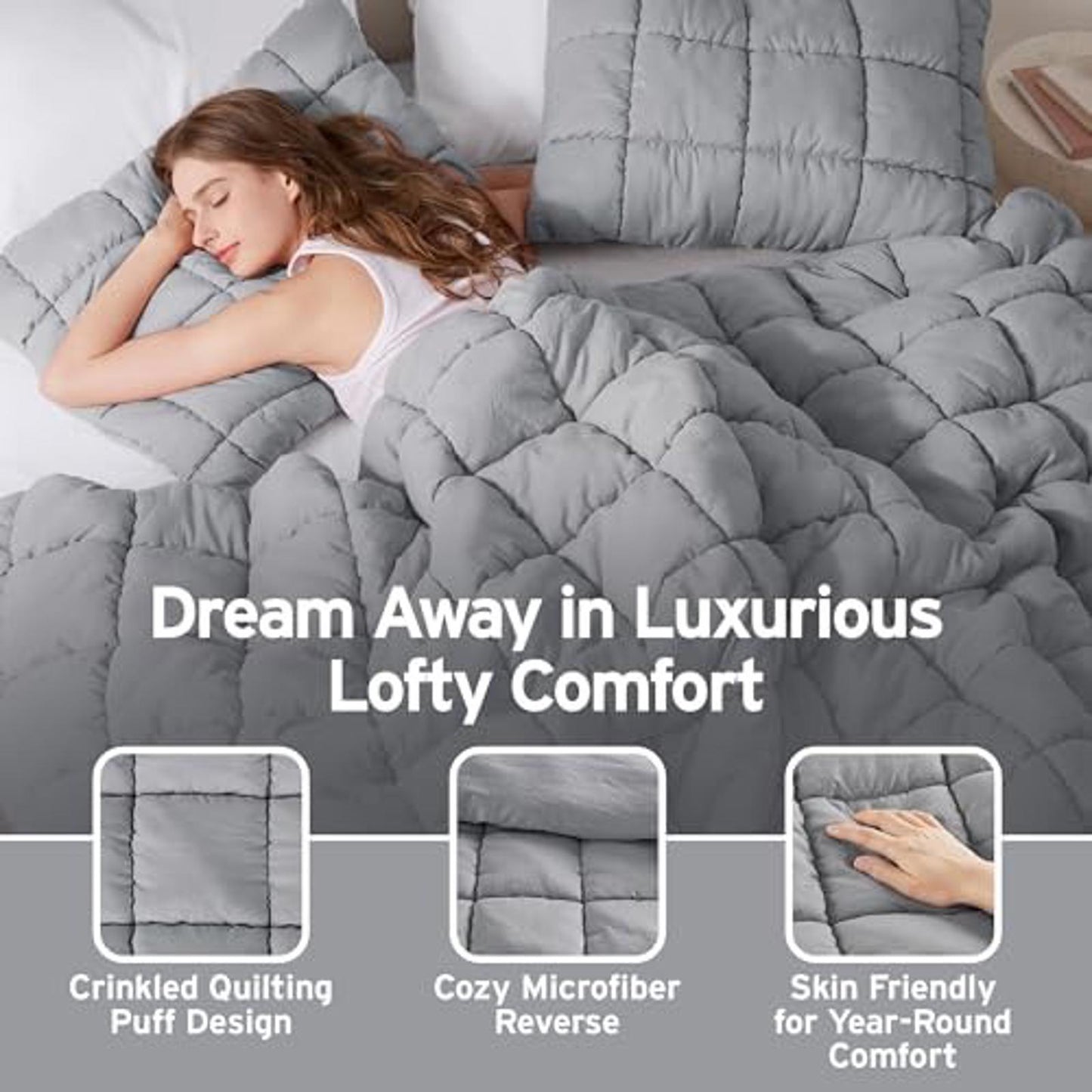 King Comforter Set 3D Puff Overfilled Comforter for Queen Blush