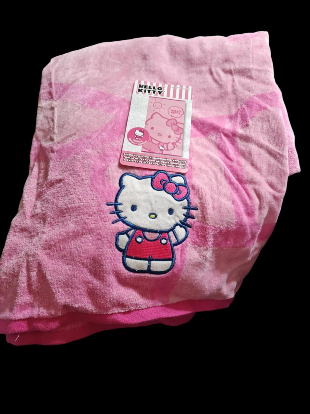 HELLO KITTY 2 Pack PINK BEACH TOWELS  WITH EMBROIDERED 100% COTTON 34” x 63”