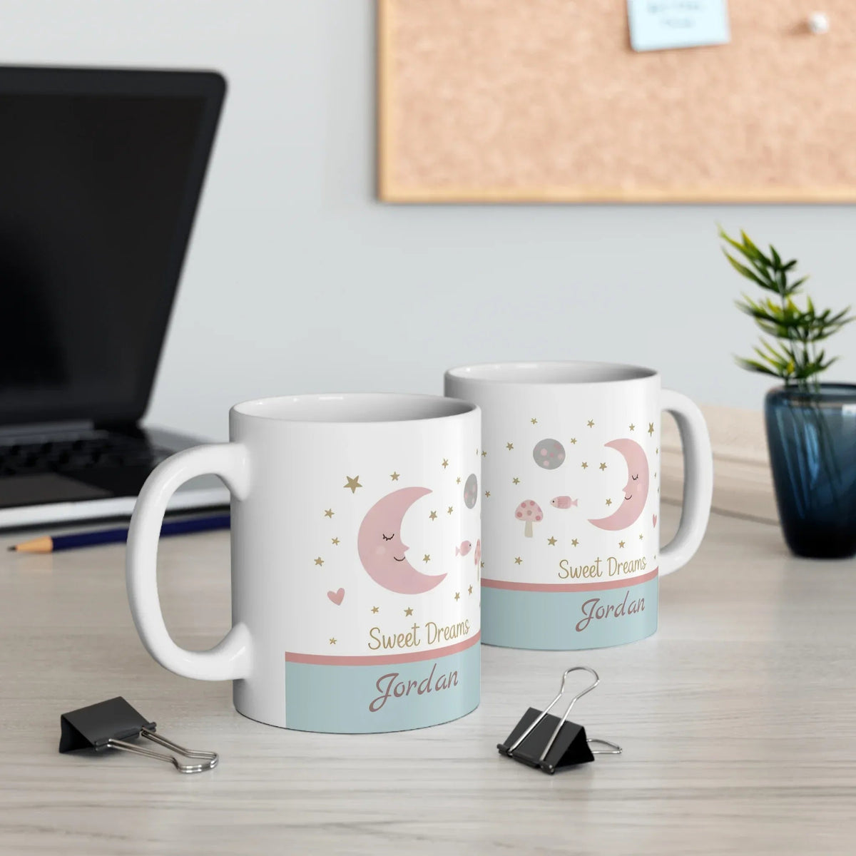 Personalized Sweet Dreams Moon & Stars Mug | Custom Name | Dreamy Celestial Ceramic Gift