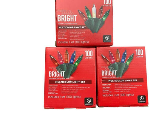 Make the Season Bright Indoor and Outdoor Christmas Multi-Color Lights 3-Pack