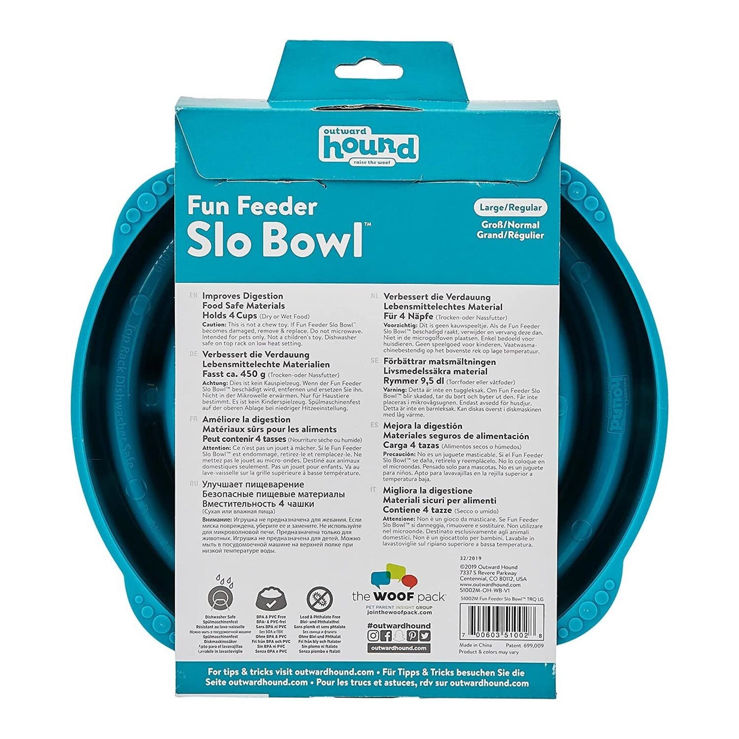 Outward Hound Fun Feeder Slow Eating Bowl for Dogs - Large 10" (Up to 4 Cups)