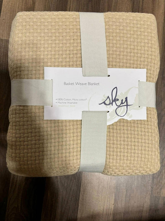 Sky Exclusive Basket Weave King Safari/Beige Tan Cotton Blanket