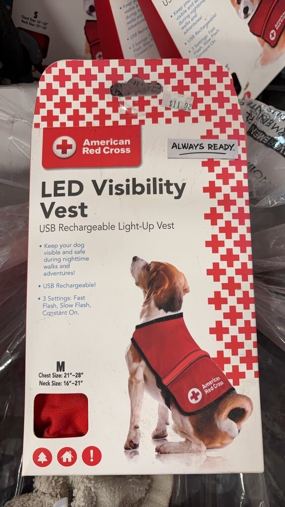 Dog Vest Medium-American Red Cross LED Visibility Vest for Dogs