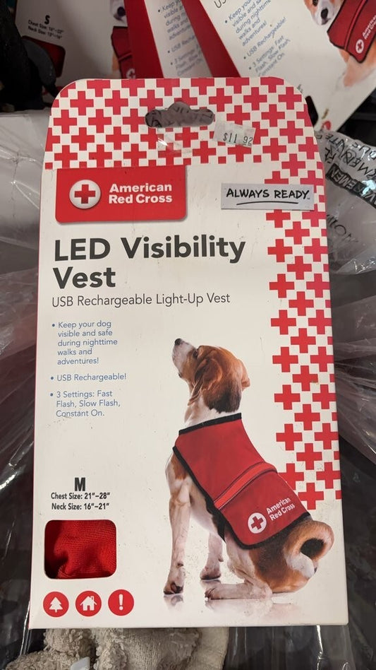Dog Vest Medium-American Red Cross LED Visibility Vest for Dogs