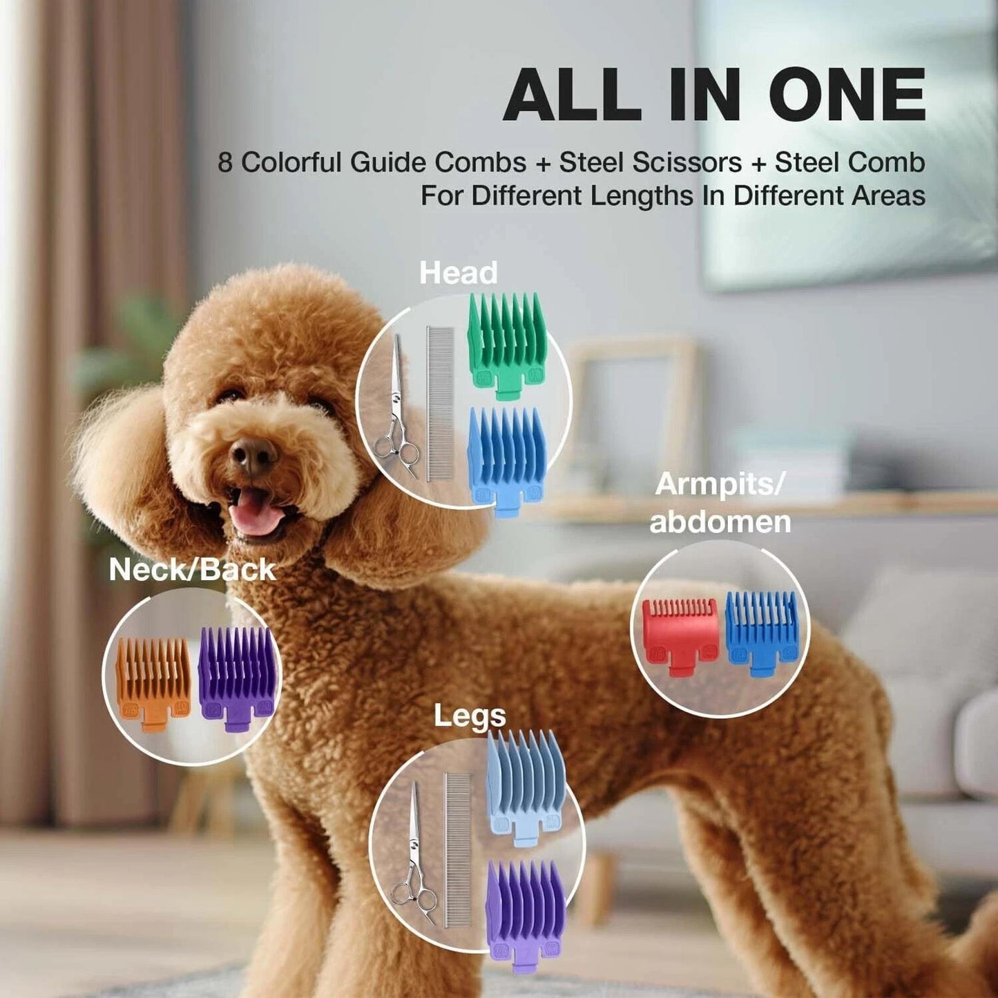 Dog Grooming Clipper Kit – Low Noise, Ceramic Blade by PNC Family FInds