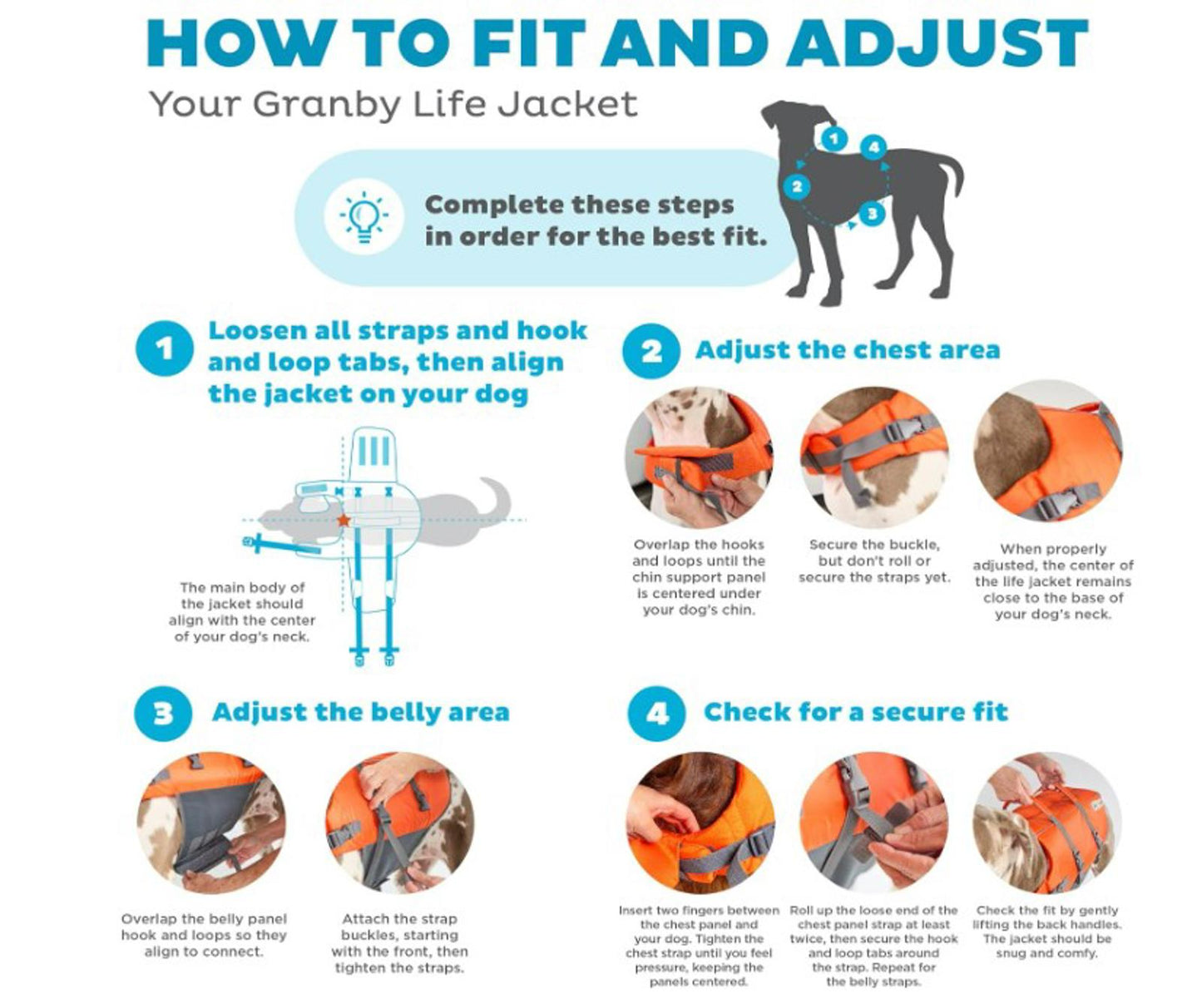 Outward Hound Granby Splash Dog Life Jacket, Orange, XL (33-44")