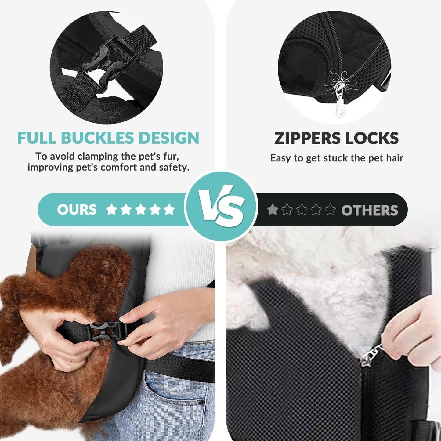 Large Dog Front Carrier, Hands-Free for Hiking/Cycling