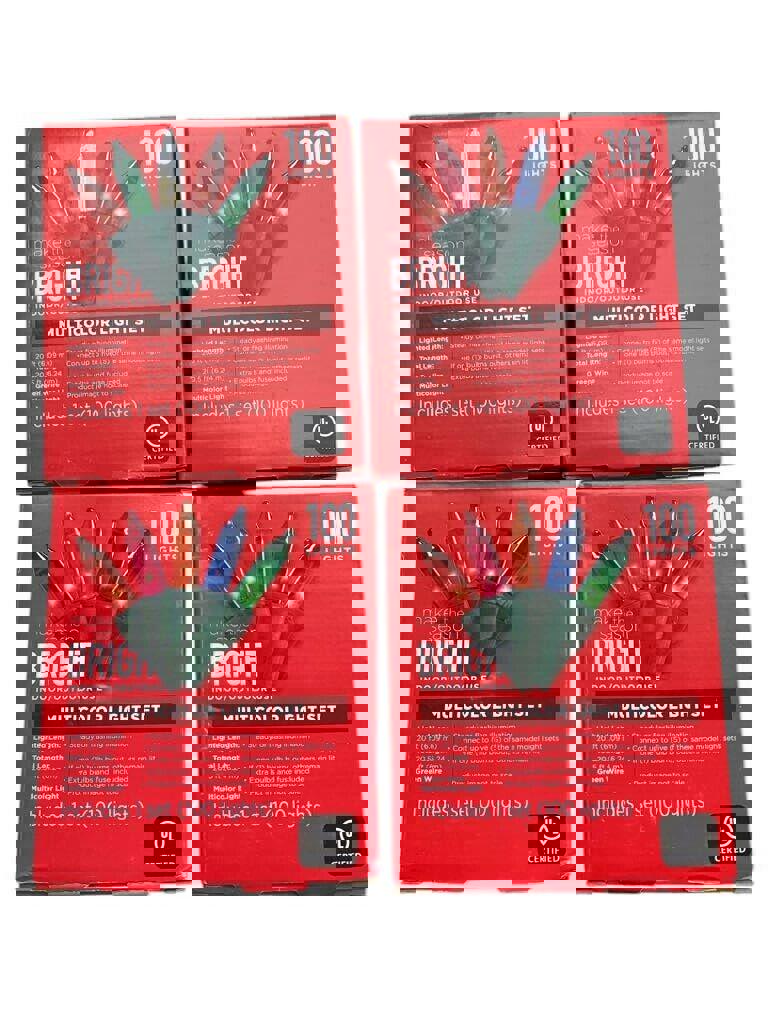 Make the Season Bright Indoor/Outdoor 100 Color Christmas Light Green Wire 4Pack