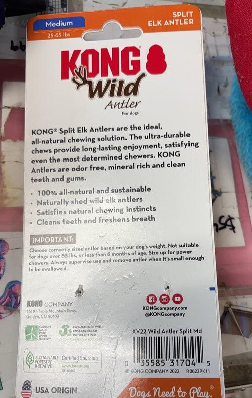 KONG Wild Antler Split Elk Antler Dog Chew New as Pictured
