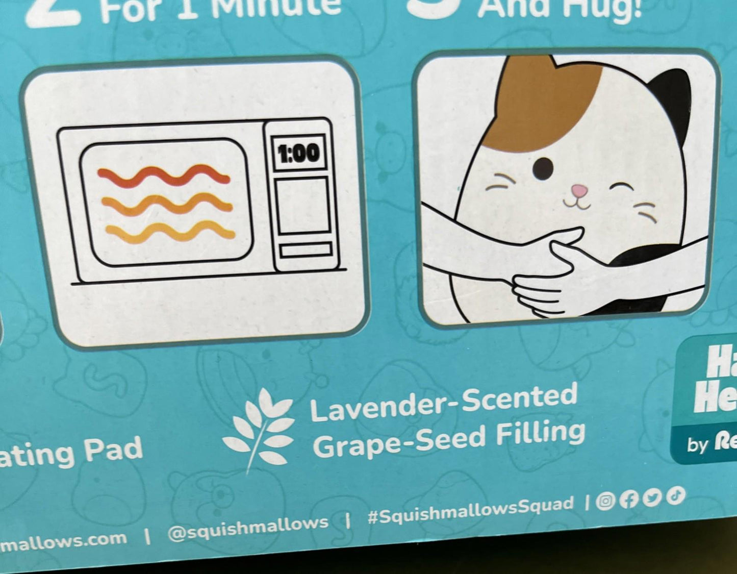 Squishmallows CAM The Cat Heating Pad Plush Animal By Happy Helpers