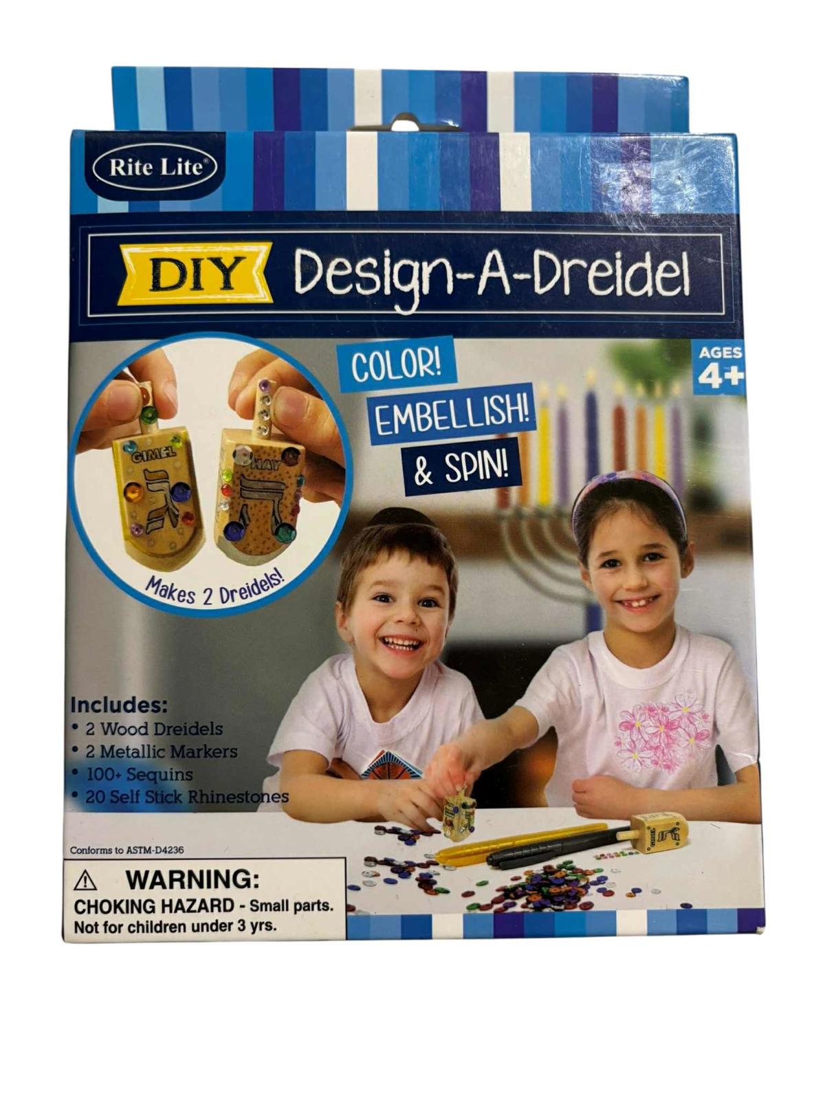 Rite Lite DIY Design-A-Dreidel Color, Embellish & Spin