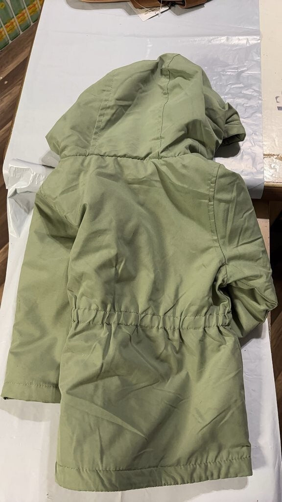 OshKosh B'gosh Infant Green Hooded Jacket with Pink Fleece Lining 18 months size