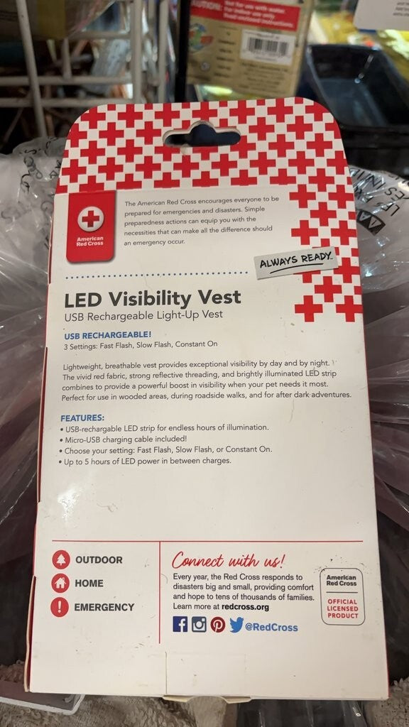 Dog Vest Small -American Red Cross LED Visibility Vest for Dogs