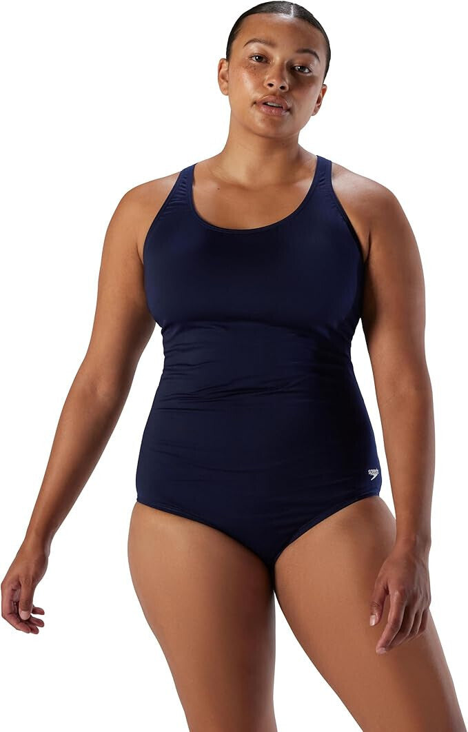 Speedo Women's Swimsuit One Piece Endurance Ultraback Solid Contemporary Cut, 14