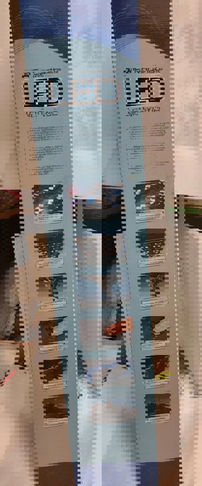 24" Expandable LED light fixture with multiple color options and installation features.