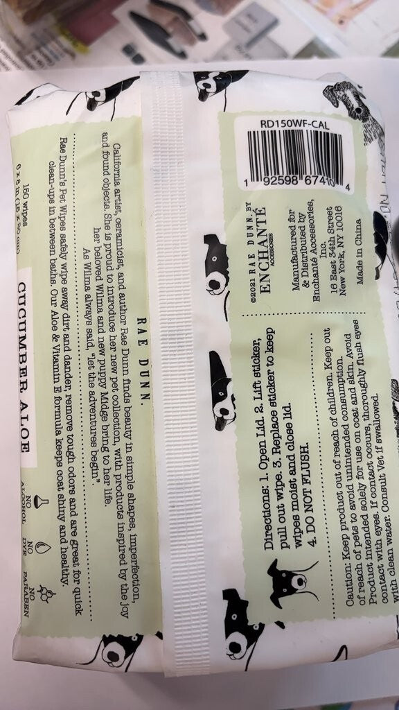 Rae Dunn Cucumber Aloe Pet Wipes