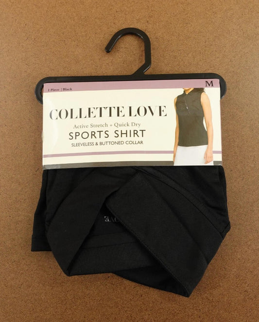 Womens Medium Black Sleeveless Active Stretch Collette Love Quick Dry Top