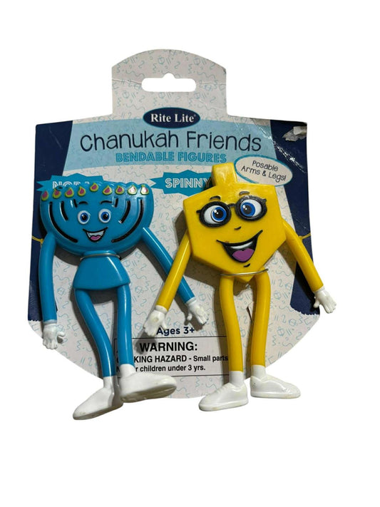 Chanukah Friends Dreidel & Menorah Set 7 in. Plastic Bendable