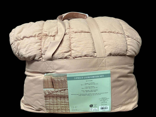 King Comforter Set 3D Puff Overfilled Comforter for Queen Blush