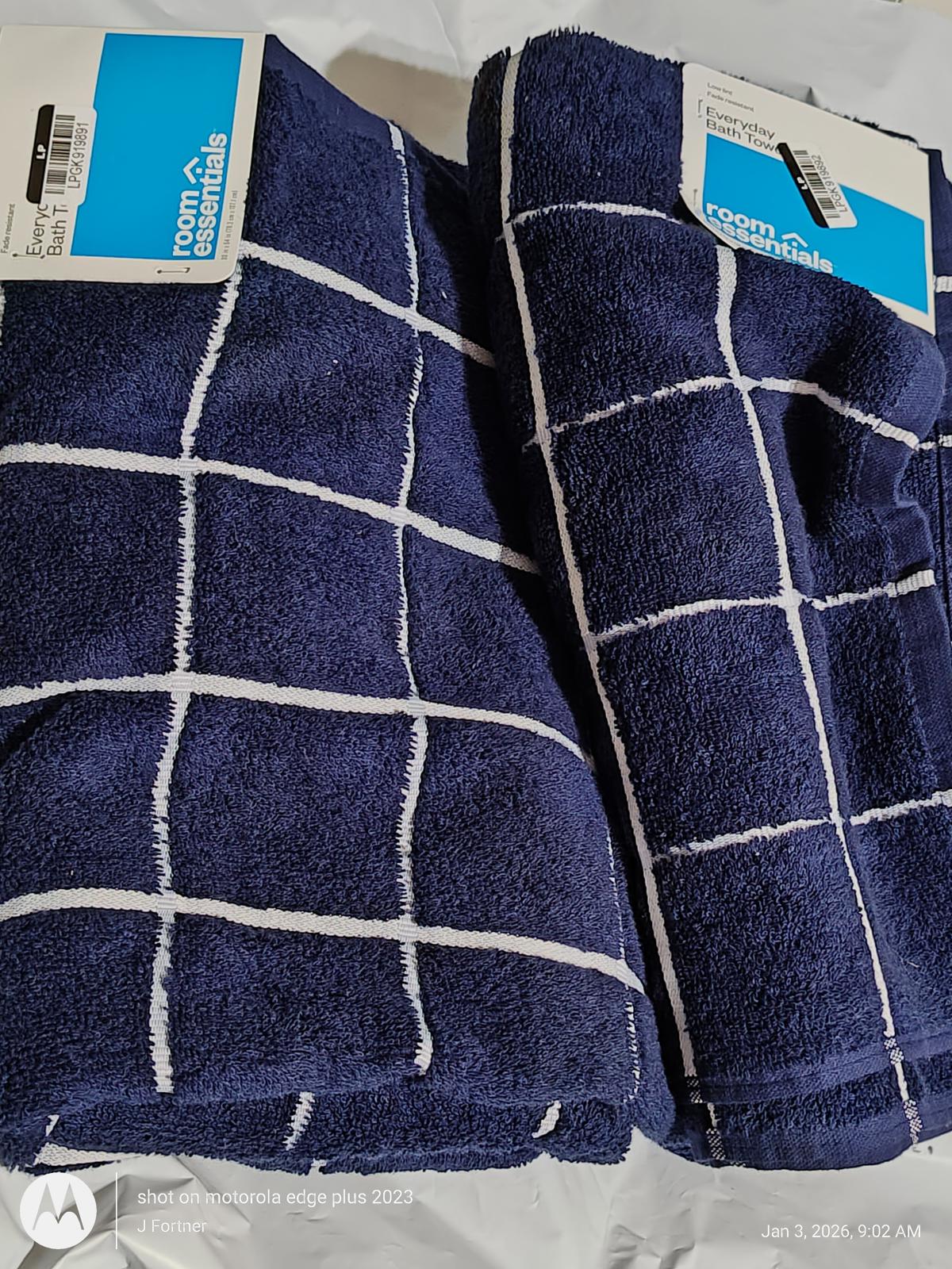 3 Pack Bath Towel Navy Everyday Bath Towel - Room Essential