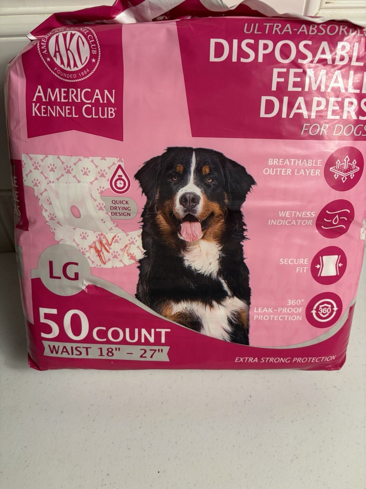 Disposable Female Dog Diapers LARGE 50 Ct - Ultra Absorbent Leak-Proof