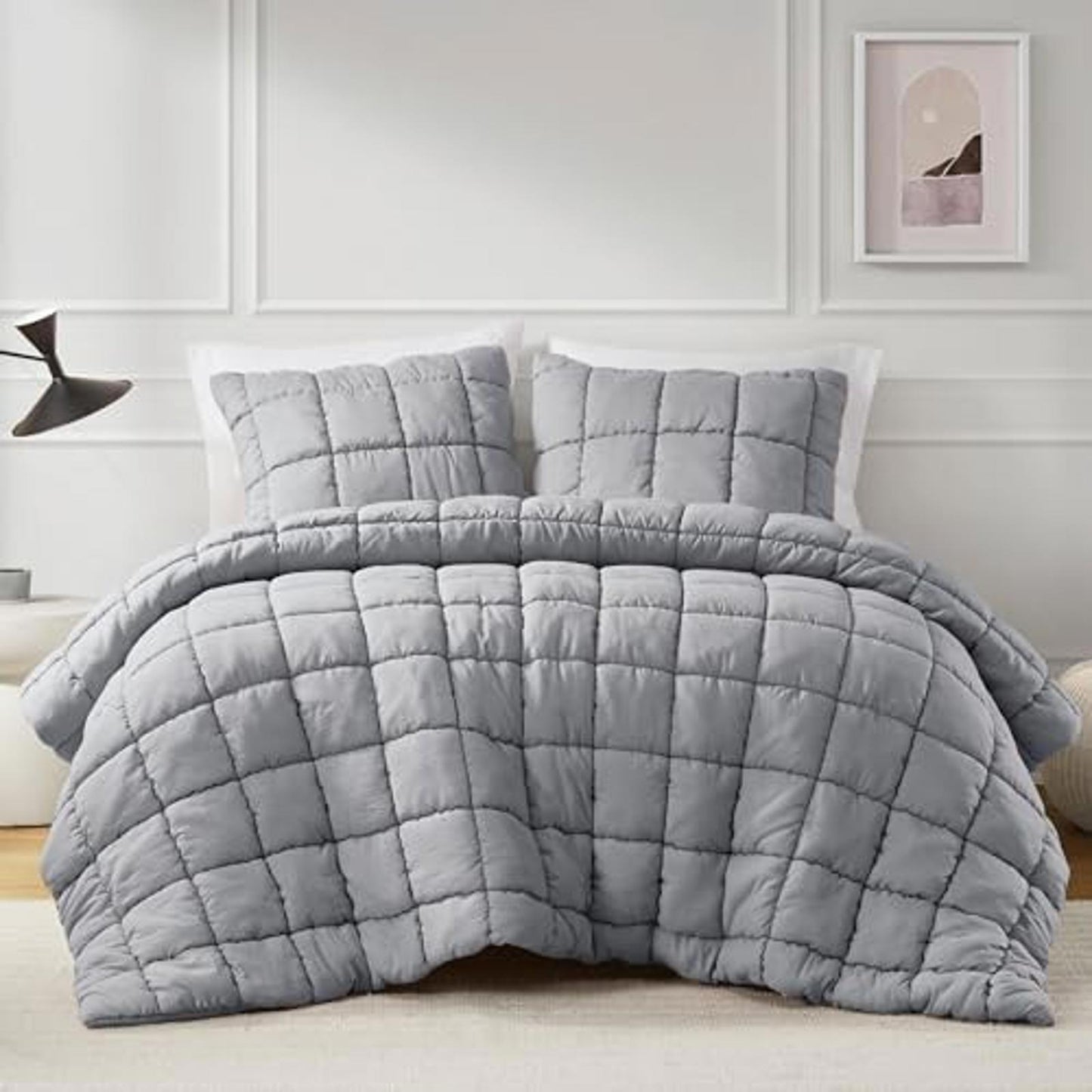 King Comforter Set 3D Puff Overfilled Comforter for Queen Blush