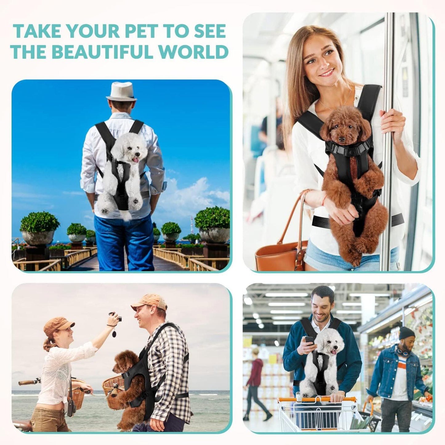 Large Dog Front Carrier, Hands-Free for Hiking/Cycling