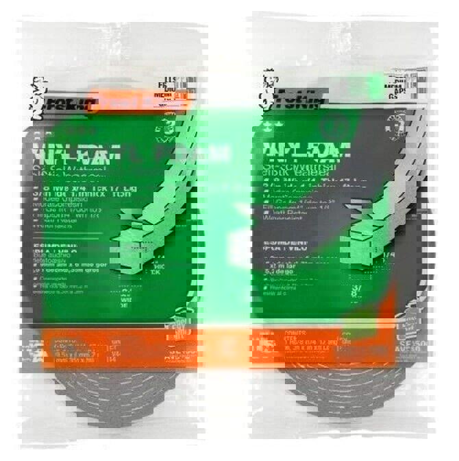 Frost King V449H Vinyl Foam Tape, 3/4" W, 3/16" Thick, 17 feet  Long , Grey