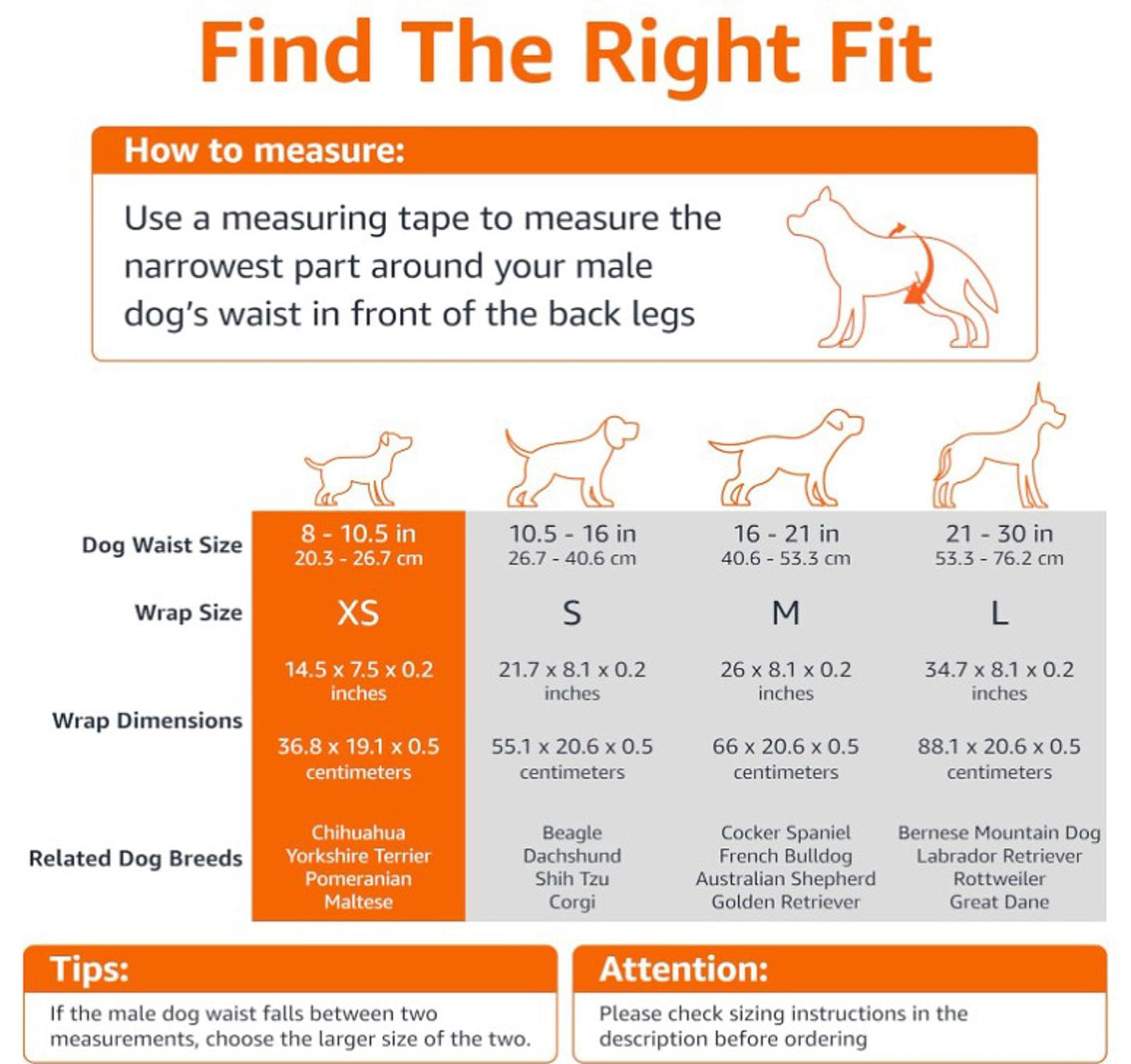 Male Dog Wraps, Disposable - Medium  Pack of 30 Wraps