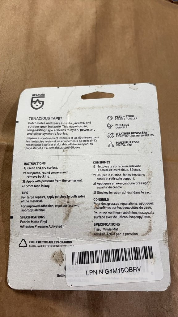 Gear Aid Tenacious Tape Repair Tape brand new in package