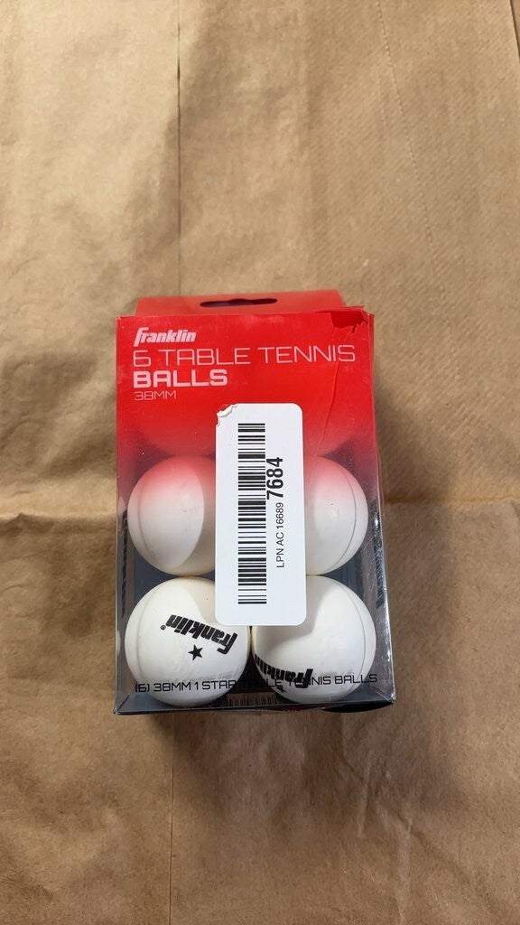 Franklin 6 Table Tennis Balls 38mm New in box