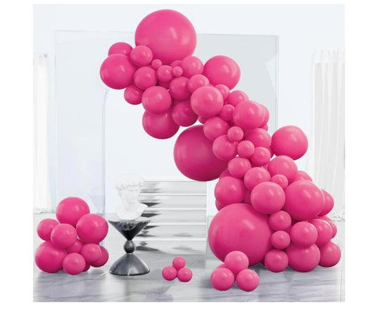 130PCS Hot Pink Balloons Garland Arch Kit, Different Sizes 18 12 10 5 Inch Latex